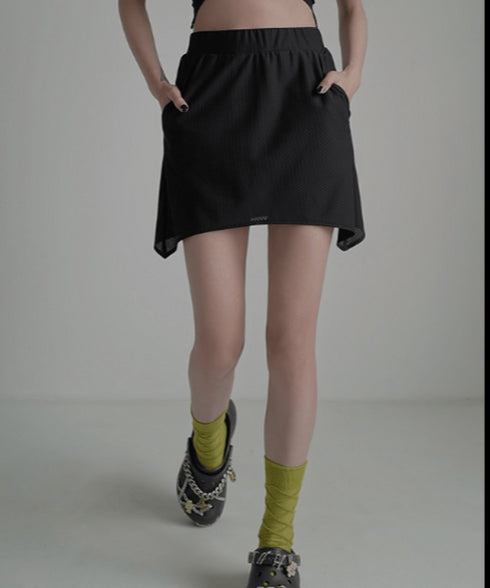 Asymmetric Skirted Flare Pants